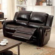 Traditional recliner sofa in brown leather by Furniture of America additional picture 4