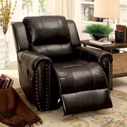 Traditional recliner sofa in brown leather by Furniture of America additional picture 6