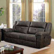 Dark brown transitional sofa w/ 2 recliners additional photo 5 of 7