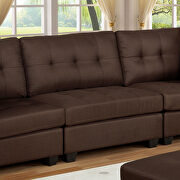 Modular design brown linen-like fabric sofa additional photo 3 of 5