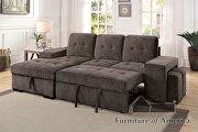 Multi-functional button tufted warm gray fabric sectional sofa additional photo 4 of 3