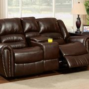 Dark Brown Transitional Sofa w/ 2 Recliners by Furniture of America additional picture 2