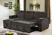 Mid-size dark gray chenille sleeper sectional sofa additional photo 2 of 3