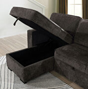 Mid-size dark gray chenille sleeper sectional sofa by Furniture of America additional picture 3