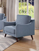 Light blue linen-like fabric transitional sofa additional photo 2 of 7