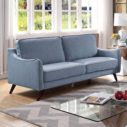 Light blue linen-like fabric transitional sofa additional photo 3 of 7