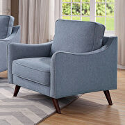 Light blue linen-like fabric transitional sofa additional photo 4 of 7