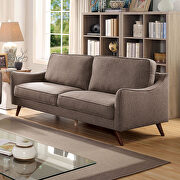Light brown linen-like fabric transitional sofa additional photo 4 of 7
