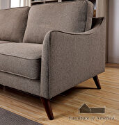 Light brown linen-like fabric transitional loveseat additional photo 4 of 3