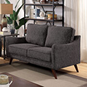 Gray linen-like fabric transitional sofa additional photo 2 of 6