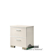 White/ chrome high gloss lacquer coating nightstand by Furniture of America additional picture 4