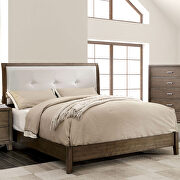 Gray/ silver leatherette button tufted headboard contemporary bed by Furniture of America additional picture 2