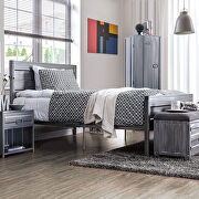 Hand brushed silver metal frame construction industrial bed by Furniture of America additional picture 4