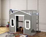 Gray/ white finish house inspired design loft bed additional photo 4 of 4