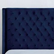 Navy velvet-like fabric transitional style bed additional photo 2 of 2