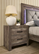 Natural tone button tufted headboard rustic platfrom bed additional photo 2 of 6