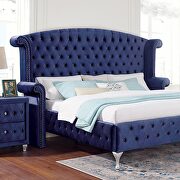 Blue padded flannelette fabric glam style bed by Furniture of America additional picture 2