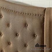 Brown button tufted headboard platform bed additional photo 4 of 3