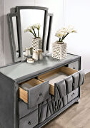 Gray fabric art deco-inspired design platfrom bed additional photo 2 of 11