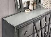 Gray fabric art deco-inspired design platfrom bed additional photo 3 of 11