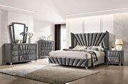 Gray fabric art deco-inspired design platfrom bed by Furniture of America additional picture 6