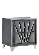 Gray fabric art deco-inspired design platfrom king bed by Furniture of America additional picture 7