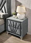 Gray fabric art deco-inspired design platfrom king bed by Furniture of America additional picture 8