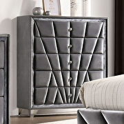 Gray fabric art deco-inspired design platfrom king bed by Furniture of America additional picture 9