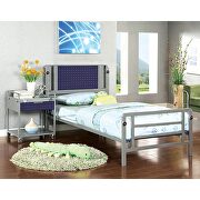 Silver & dark blue finish contemporary youth bed by Furniture of America additional picture 2