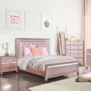 Crystal-like acrylic buttons padded rose gold headboard youth bedroom by Furniture of America additional picture 4