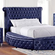 Blue padded flannelette fabric glam style bed additional photo 3 of 5