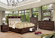 Dark oak weathered finish transitional king bed w/ storage by Furniture of America additional picture 10