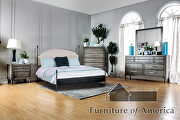 Powder coated gun metal, beige transitional king bed by Furniture of America additional picture 4