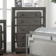 Mirrored panels / gray fabric modern queen bed by Furniture of America additional picture 11