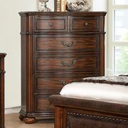 Traditional brown cherry bed w/ leather headboard by Furniture of America additional picture 4
