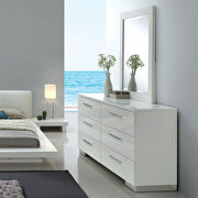 White high gloss lacquer coating padded headboard low profile bed additional photo 4 of 18