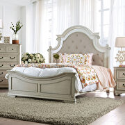 Antique white wash button tufted headboard bed by Furniture of America additional picture 6