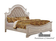 Antique white wash button tufted headboard king bed by Furniture of America additional picture 11