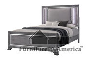 Gray padded headboard w/ led light trim king bed by Furniture of America additional picture 9