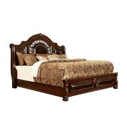 Traditional bed in dark cherry w/ carvings additional photo 5 of 6