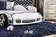 Blue/ white finish race car design bed by Furniture of America additional picture 4