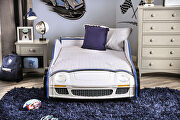 Blue/ white finish race car design bed by Furniture of America additional picture 7