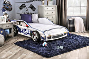 Blue/ white finish race car design bed by Furniture of America additional picture 8
