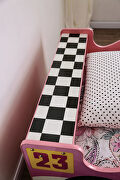 Pink finish race car design youth bed by Furniture of America additional picture 9