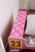 Pink finish race car design youth bed by Furniture of America additional picture 10