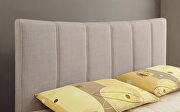 Beige linen-like fabric curved top headboard contemporary bed additional photo 3 of 14