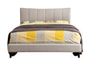 Beige linen-like fabric curved top headboard contemporary bed by Furniture of America additional picture 4