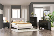 Beige linen-like fabric curved top headboard contemporary full bed additional photo 2 of 4