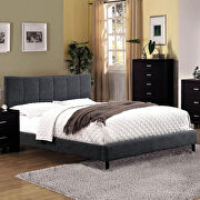 Dark gray linen-like fabric curved top headboard contemporary bed additional photo 2 of 13