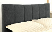Dark gray linen-like fabric curved top headboard contemporary bed additional photo 4 of 13